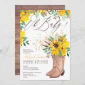 Rustikale Cowboystiefel orangefarbene Blütendusche Einladung (Vorne/Hinten)