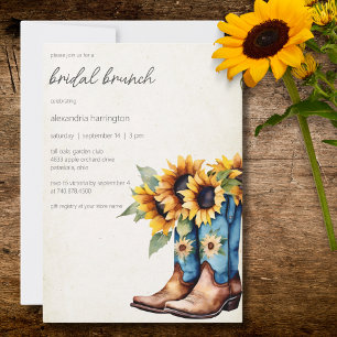 Rustikale Cowboystiefel & Sonnenblumen Einladung