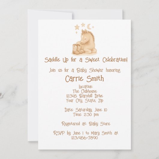 Rustikale Cowboystiefel und Foal Einladung (Vorderseite)