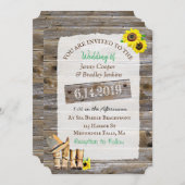 Rustikale Cowboystiefel und Hutsonnenblütenhochzei Einladung (Vorne/Hinten)