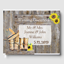 Rustikale Cowboystiefel und Sonnenblumenhochzeit Gästebuch