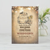 Rustikale Cowboystiefel und String-Lights-Hochzeit Einladung (Stehend Vorderseite)