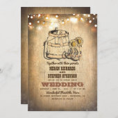 Rustikale Cowboystiefel und String-Lights-Hochzeit Einladung (Vorne/Hinten)