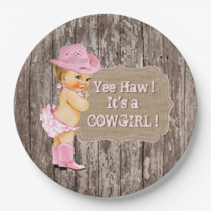 Rustikale Cowgirl-Baby-Party Pappteller