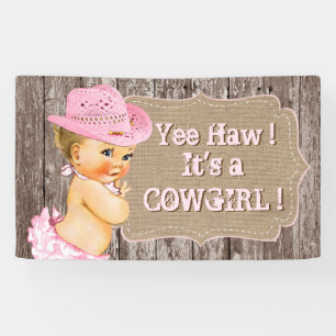 Rustikale Cowgirl Babydusche Banner