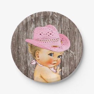 Rustikale Cowgirl Babydusche Pappteller