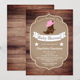 Rustikale Cowgirl Boots & Barn Wood Baby Dusche Einladung