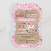 Rustikale Cowgirl Western Rocking Horse Babydusche Einladung (Vorne/Hinten)