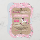 Rustikale Cowgirl-Western-Schwingpferdebaby-Dusche Einladung (Vorne/Hinten)
