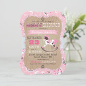 Rustikale Cowgirl-Western-Schwingpferdebaby-Dusche Einladung (Stehend Vorderseite)