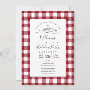 Rustikale Cranberry Gingham Holiday Einladung