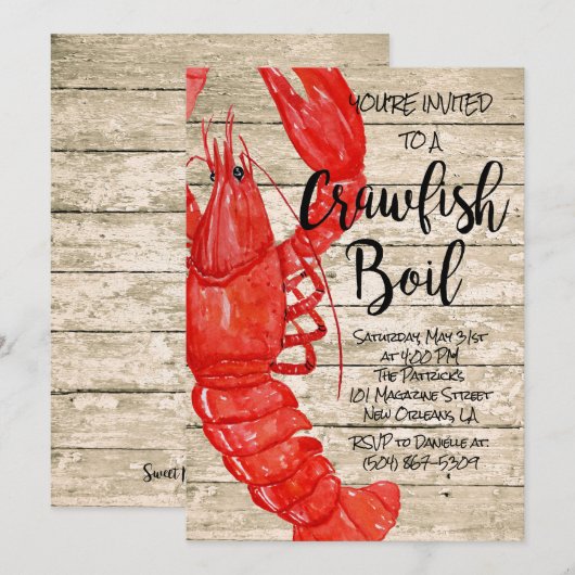 Rustikale Crawfish Boil Einladung (Vorne/Hinten)