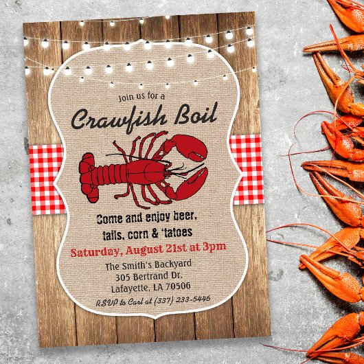 Rustikale Crawfish Boil Einladung