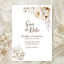 Rustikale Cream Floral Wedding Save The Date