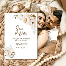 Rustikale Cream Floral Wedding Save The Date
