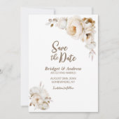 Rustikale Cream Floral Wedding Save The Date (Vorderseite)