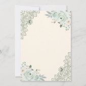 Rustikale Cream Sage Green Floral Lace muslimische Einladung (Rückseite)