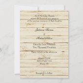 Rustikale Cream Wood Wedding Einladung (Vorderseite)