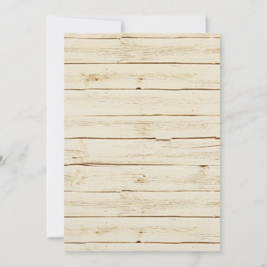 Rustikale Cream Wood Wedding Einladung (Rückseite)
