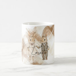 Rustikale Creme Braun Gestreift Hase Kaninchen Lie Kaffeetasse