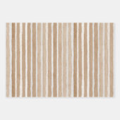 Rustikale Creme Braune Herzen Streifen Geburtstag Geschenkpapier Set (Vorderseite)