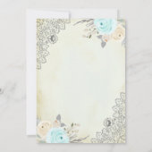 Rustikale Creme Mint Green Floral Lace muslimische Einladung (Rückseite)