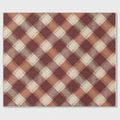 Rustikale Creme Orange Rost Rot Kariertes Muster Geschenkpapier (Flach)
