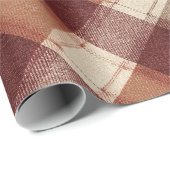 Rustikale Creme Orange Rost Rot Kariertes Muster Geschenkpapier (Rolleneckpunkt)