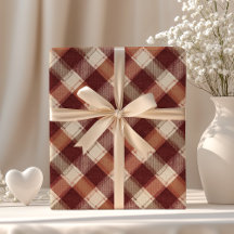 Rustikale Creme Orange Rost Rot Kariertes Muster