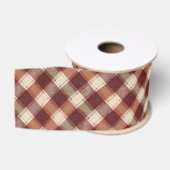 Rustikale Creme Orange Rost Rot Kariertes Muster Ripsband (Spule)
