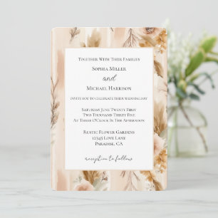 Rustikale Creme-Rand Boho-Floral-Hochzeit Einladung