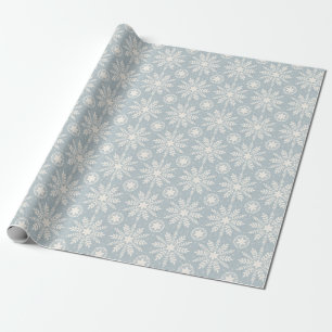Rustikale Creme und Blauer Schneeflocken Weihnacht Geschenkpapier