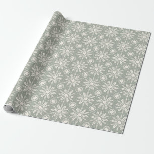 Rustikale Creme- und Salbei-Schneeflocken-Weihnach Geschenkpapier