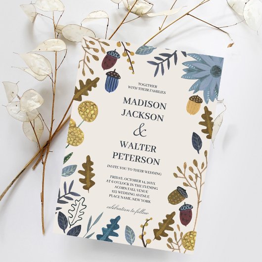 Rustikale, cremefarbene Herbstlaube Einladung