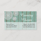 Rustikale Crochet Doilien auf Türkis Bauernhof Hol Visitenkarte (Rückseite)