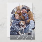 Rustikale Cursive Peace and Joliday Foto Card Einladung (Vorderseite)