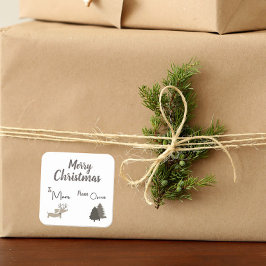 Rustikale Dackel Geschenk Tag Weihnachten Dackel Quadratischer Aufkleber