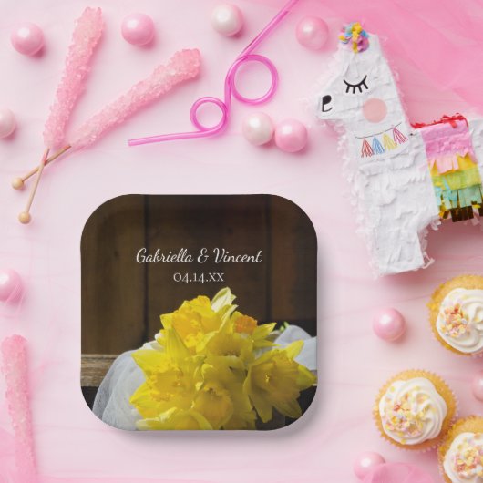 Rustikale Daffodien und die Hochzeit von Stallholz Pappteller (Party)