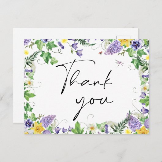 Rustikale Daffodien und Wildblumen Vielen Dank Postkarte (Vorne/Hinten)