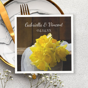 Rustikale Daffodils Braun Wood Country Frühling Ho Serviette