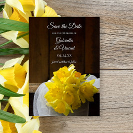 Rustikale Daffodils Frühlingsstall Hochzeit retten Save The Date