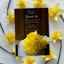Rustikale Daffodils Stallholz Frühling Brautparty Einladung