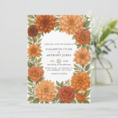 Rustikale Dahlia Earthy Fall Tones Wasserfarbe Hoc Einladung (Stehend Vorderseite)