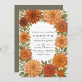 Rustikale Dahlia Earthy Fall Tones Wasserfarbe Hoc Einladung (Vorne/Hinten)