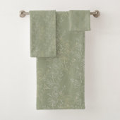Rustikale Daisies auf Sage Green, botanischer Luxu Badhandtuch Set (Insitu)