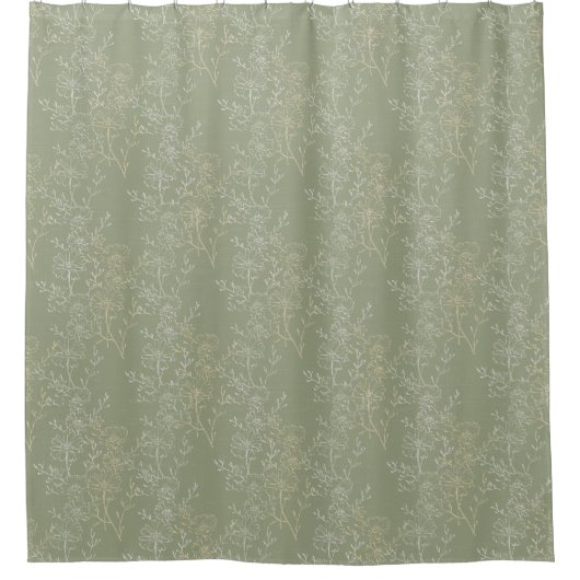 Rustikale Daisies auf Sage Green, botanischer Luxu Duschvorhang (Vorderseite)