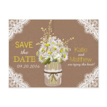 Rustikale Daisis und Spitzen Save the Date