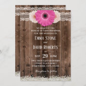 Rustikale Daisy Blume Hochzeit & Twine Country Einladung (Vorne/Hinten)