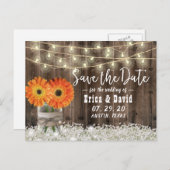 Rustikale Daisy Floral Jar Wedding Save the Date Ankündigungspostkarte (Vorne/Hinten)