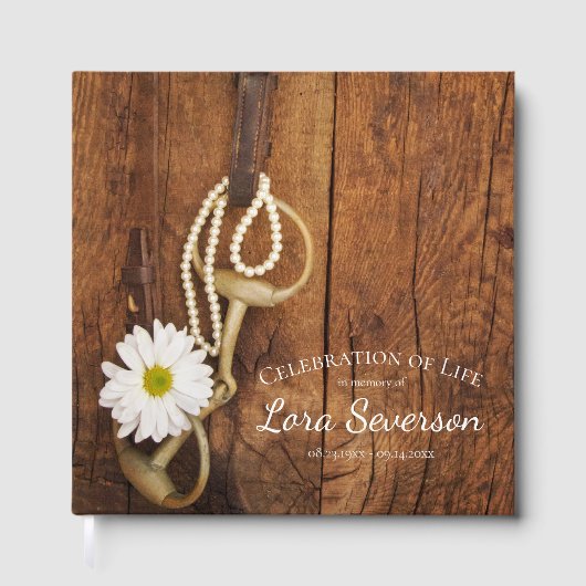 Rustikale Daisy Horse Bit Feier des Lebens Gästebuch (Vorderseite)